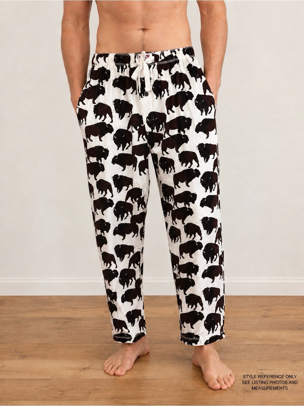 Lazy One Buffalo Bison Jersey Knit Cotton Pajama Lounge Pants Men’s L NWT